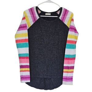Flamingo Urban Women's S Long Sleeve Top Dark Grey Multicolor Chevron Striped
